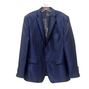 Tallia Blazer Mens 44R Navy Paisley Pattern Sport Coat